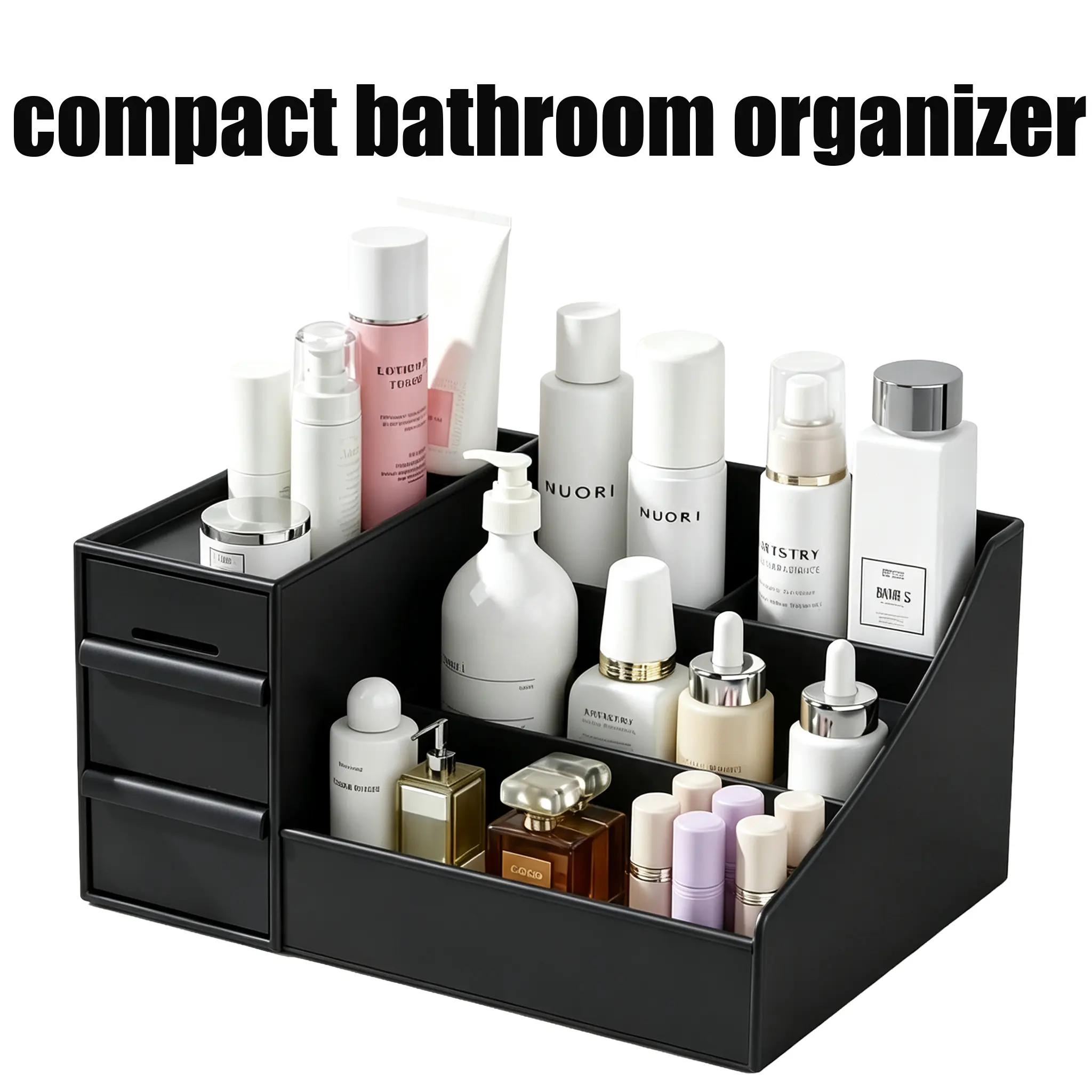 Durable Plastic Men's Cologne Storage Box, Drainage Design Multi-Layer Dressing Table Organizer, Multifunctional Countertop Cosmetic & Cologne Display Tray
