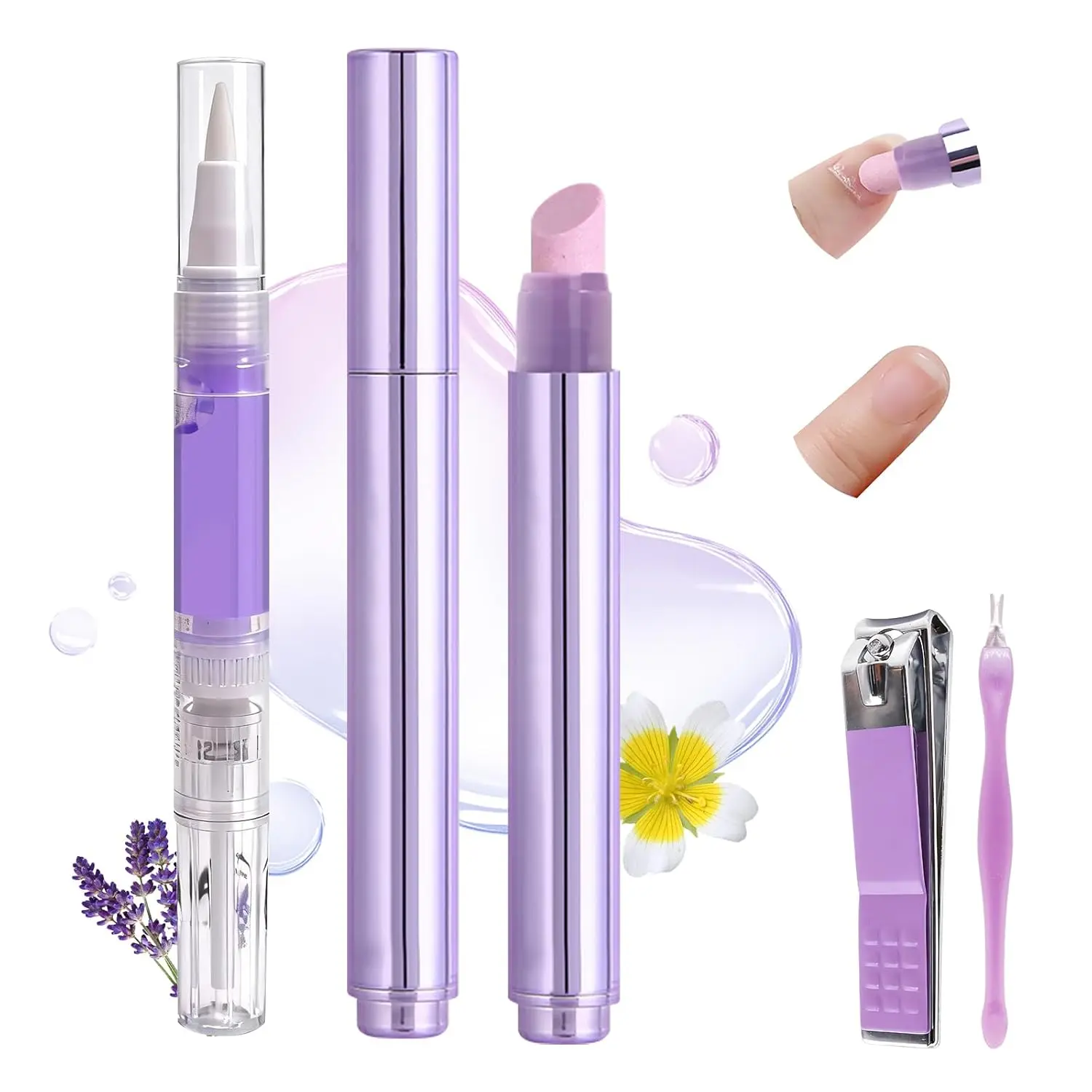 Ceramic Cuticle Oil Pusher Pen: 3-In-1 Nail Cuticle Remover Oil Pen with Tools - Nail Care Oil Cuticle Pusher with Ceramic Tip for Hangnails & Dry & Damaged Nail NIQZOPA