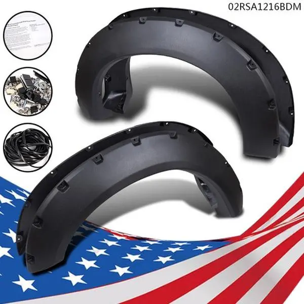 CROSSDESIGN 4PCS Textured Pocket Rivet Fender Flares, Automotive Car Accessories, Fit For 11-16 Ford F-250 F-350 Super Duty