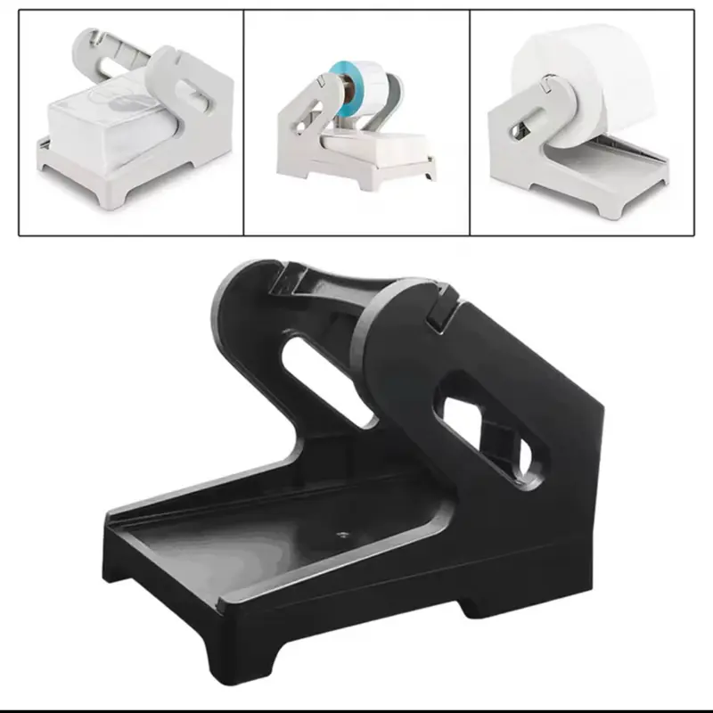 Label Holder Desktop Printer Accessory Supplies Shipping Label Stand for Rolls and Fanfold Labels Supermarket Factory Office Portable Handheld Black on QWERTY Bluetooth Thermal sticker labeling Monochrome Holiday Bundle Colorful Tape roll white