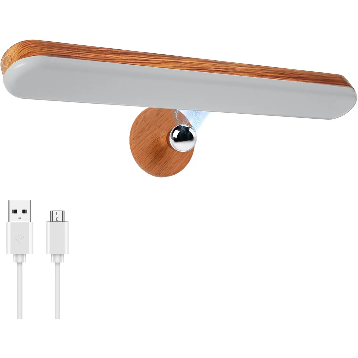 Vanity Light for Mirror with 4000mAh Rechargeable Battery, Touch Control Dimmable Makeup Light with 3 Color Modes, Magnetic 360° Adjustable LED Bathroom Mirror Light, Light Wood