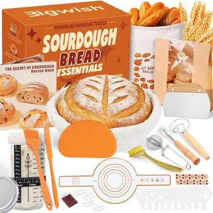 Sourdough Starter Kit for Beginners – Complete Sourdough Kit with Banneton Basket, Bread Lame with Blades, Starter Jar, Bread Stencil, Dough Scraper & Recipe Guide – Sourdough Bread Making Kit