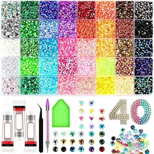 40000Pcs Jelly Rhinestones, 3mm Resin Flatback Gems, Matching B7000 Jewelry Glue, DIY Supplies for Diamond Art, Shoes, Nails & Crafts