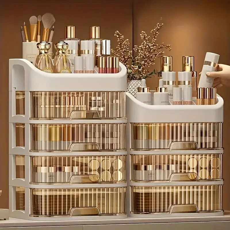 Large Capacity Transparent Plastic Jewelry & Makeup Organizer with Choice Material Boxes for Storage
