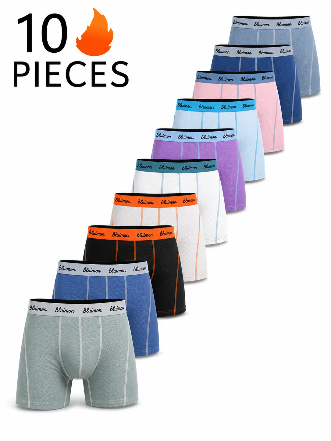 Bluimon Men’s Aero-Flow 3D Elite Mesh Triangle Underwear (10-pack/4-pack) - Ice Silk Cool Feel, 10 Vibrant Colorways, Moisture-Wicking Quick-Dry, No-Slip Design, Premium Menswear Activewear Athletic Sportswear, Cold Wash, Summer Underwear, Perfect Giftmen