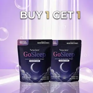 HOT Nestrient GoSleep Melatonin-Free Nighttime Gummies for Better Sleep – Dual Formula A+B with Magnesium Glycinate, GABA, L-Theanine, 5-HTP, Acai Berry Center-Filled, 60 Count