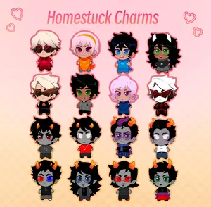Homestuck Keychain Acrylic Charms, Homestuck Chibi Keychains, Kawaii Bag Accessory, Cute Keyrings, Cool Collectible Gift for Fans, Aesthetic Merch for Players