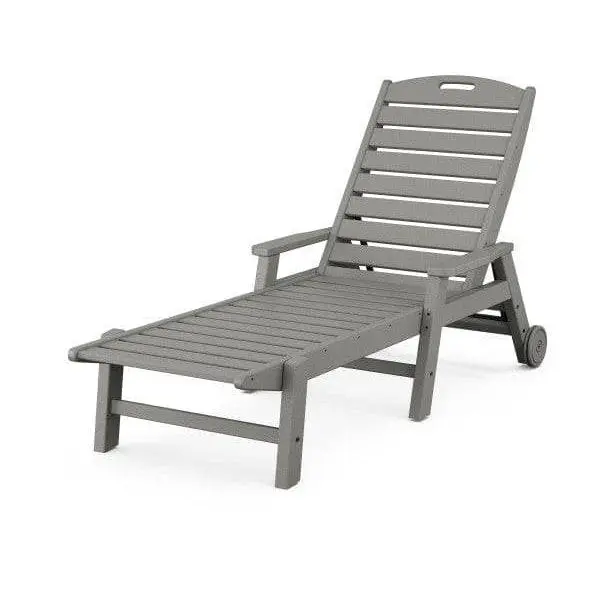 POLYWOOD Nautical Chaise with Arms and Wheels in Slate Grey