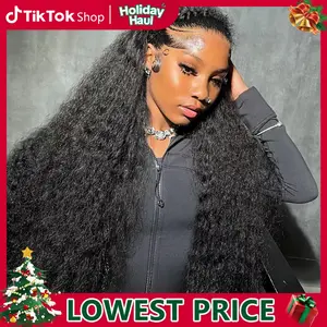 Kinky Curly Lace Front Human Hair Wig 30 36 Inches Curly Human Hair Wig 180 Density Brazilian Remy 13x4 13x6 Transparent Hd Lace Frontal Wigs Deep Wave Human Hair Wig For Women Pre Plucked TikTokShopHolidayHaul