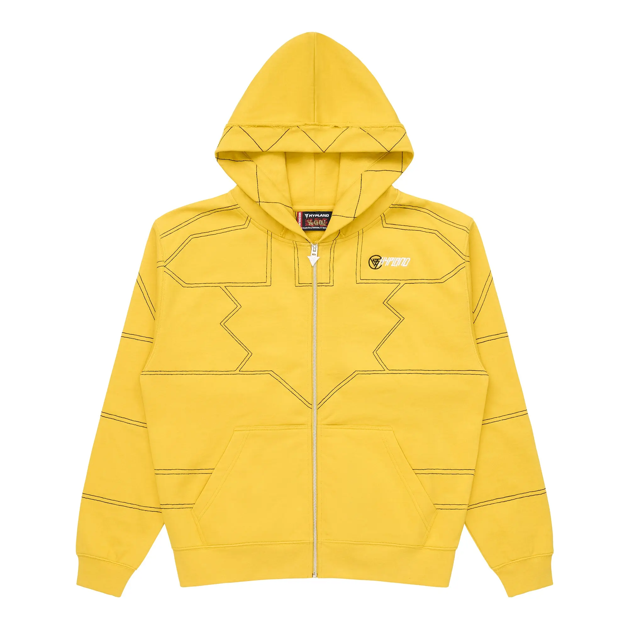 Women's Officially Licensed Konami Yu-Gi-Oh! Puzzle Print Casual Long Sleeve Pullover Hoodie - Yellow, 100% Cotton Sweatshirt, True-to-Size Fit, Licensed Collab Top