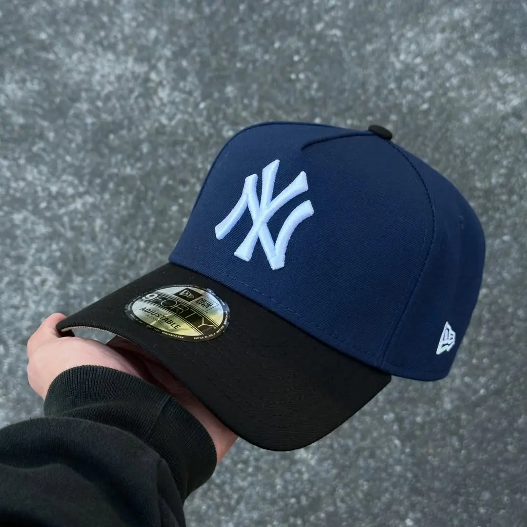 New Era New York Yankees NY 9FORTY A-Frame Adjustable Cap MLB Baseball Hat Navy White World Series Side Patch Curved Brim Dad Hat Team Logo Sports Streetwear Hip Hop Unisex Casual Outdoor Fan Gift Classic Cotton Limited Edition