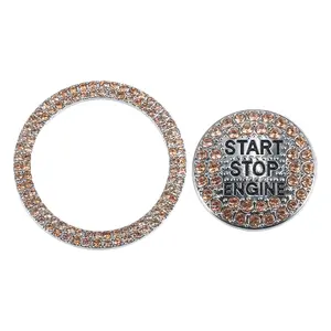 Universal Bling Car Engine Start Stop Button Cover, Car One Click Push Start Button Ring Sticker Faux Crystal Rhinestone Ignition Button Trim, 1 Set