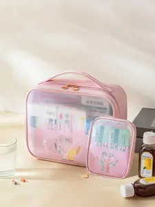 2pcs  Transparent portable first aid kit with zipper closure, fashionable and versatile, simple and suitable for household medicine storage, outdoor travel, mountain climbing, lightweight medical storage bag