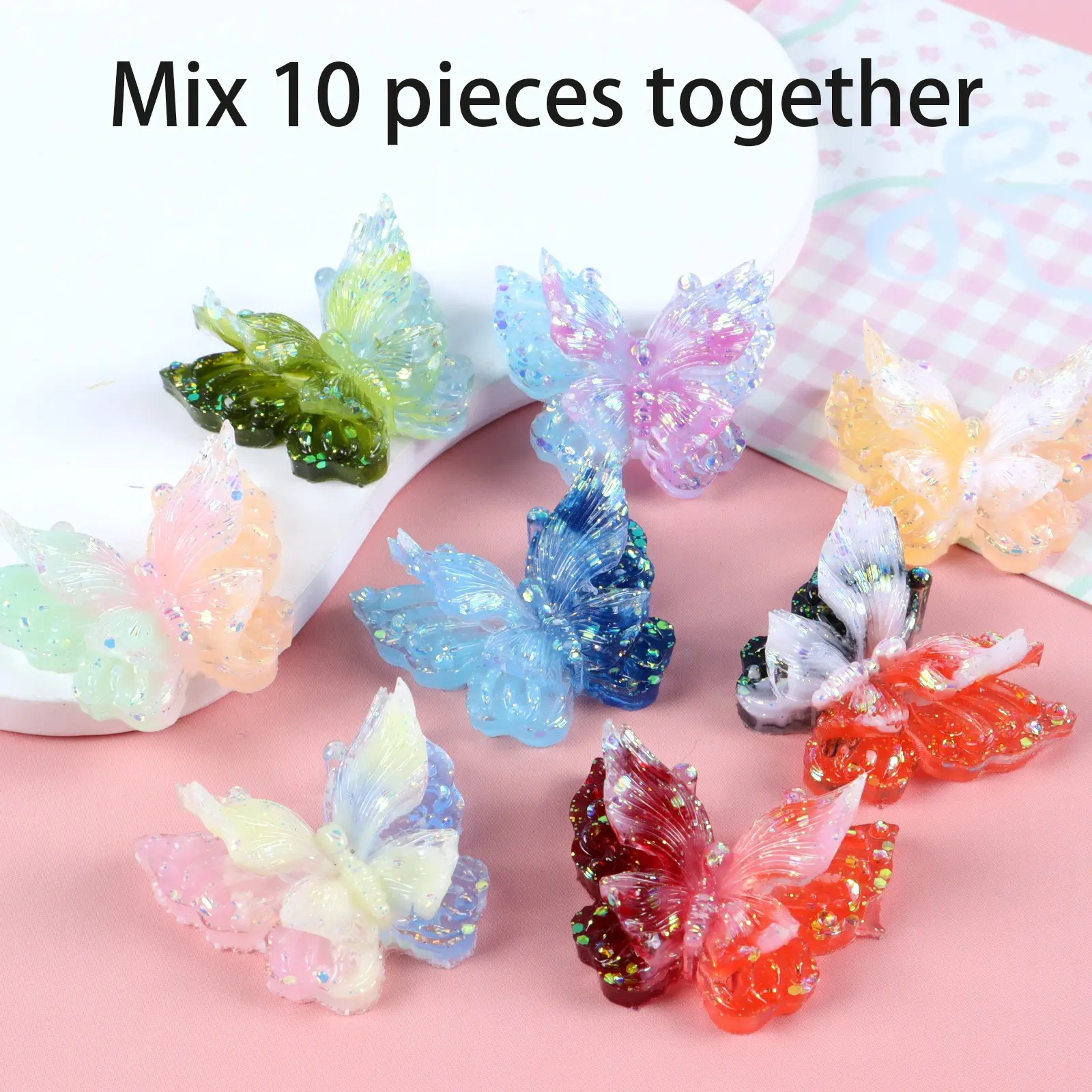 Firefly Night Glow Resin Butterfly DIY Jewelry Making Supplies, DIY Jewelry Decoration, Handmade Craft Accessories, Handmade Item, 28x24mm Firefly Design