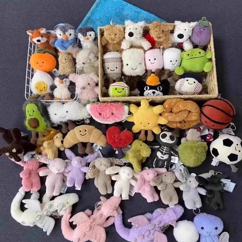 Authentic Jellycat Plush Animal Keychains – Soft Cute Stuffed Toy Bag Charms for Backpacks Purses and Keys, Fun Kawaii Gift for Kids Girls and Plush Lovers