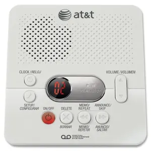 212 MAIN AT&T Digital Answering System with Timestamp, Touch-Tone Controls and Minimum Record Time - White