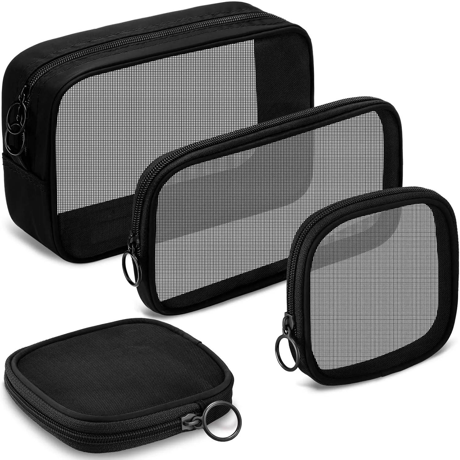 4pcs Transparent Beauty Storage Pouch Set - Durable, Washable Zippered Cosmetics Bag Organizers for Makeup, Business Purse Accessories, Portable Travel Toiletry & Daily Small Item Storage (Whats in My Bag Ready), Washable For Easy Refresh