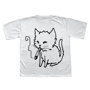 Amity Affliction Cat Smoking Y2k T-Shirt Unisex Vintage Graphic Tees Gothic Grunge Y2k Emo Scene 100% Cotton Casual Streetwear for Men Women Give him/her top-notch clothing