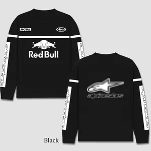 Retro Redbull x Astars Racing Men's Long Sleeve T-shirt, AMA Motocross Championship Enthusiast, Apparel Streetwear Racing Team, Motocross Motobike Riders SuperMotocross MotoGear Clothing, Off-Road Fan Cotton For Dirt Bike Fan