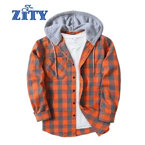 ZITY Spring Men's Plaid Hooded Shirt - Lightweight Breathable Flannel Long Sleeve - Classic Aesthetic Checked Top for Everyday Wear - Soft Casual Layering Piece Gift