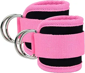 Adjustable Ankle Straps for Cable Machine Workouts - Padded Ankle, Wrist Cuffs with D-Ring, Muscle Exercise Equipment for Gym Training (1 Pair)