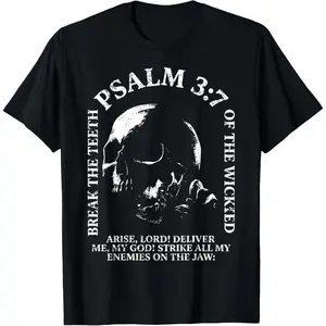 Psalm 3:7 Vintage Skull Christian Religious Bible Verse T-Shirt