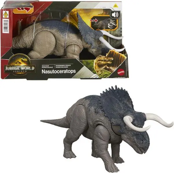 Jurassic World: Rebirth Wild Roar Nasutoceratops Dinosaurs Action Figure, Collectibles Statue