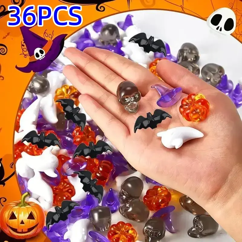 36-Piece Halloween Decoration Set, Creepy Acrylic Pumpkins, Skeletons, Bats, Spiders & Ghosts, DIY Crafts, Autumn Party Decorations, Party Event Props