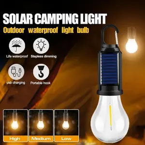 Solar Rechargeable Hooked Camping Light VintageOutdoor Tent Camping Ambient Light Multi-functionalHousehold Tungsten Lights