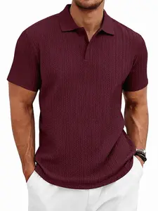 American Style Summer Men's Casual Knitted Texture Golf Commute Simple Short Sleeve Polo Shirt, Comfortable and Stylish Design