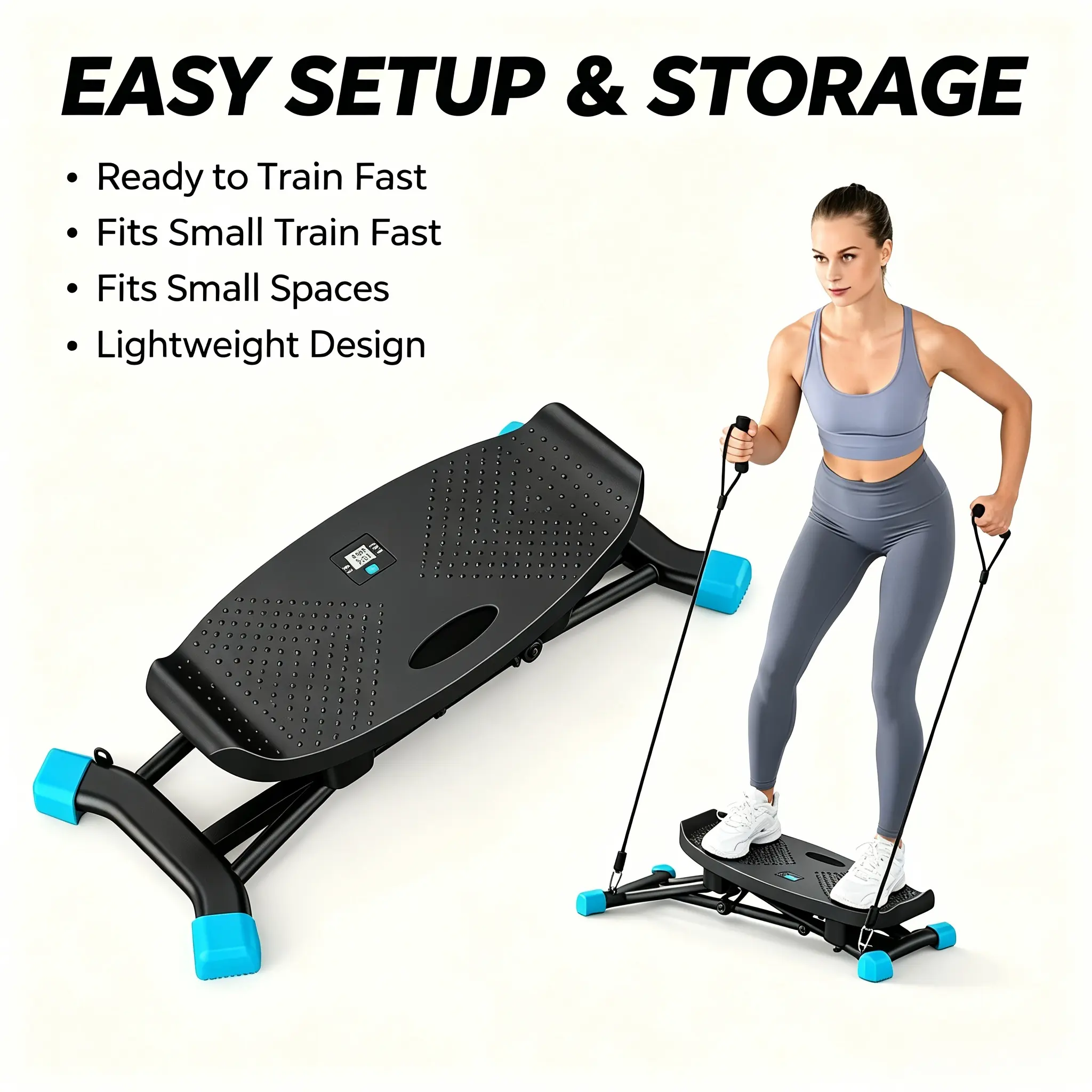 Unisex Ski Trainer Full-Body Home Workout Machine - Compact Ski-Simulating Gym Gear with Adjustable Rope, Stable Balance Base, Core/Leg Work, LCD Tracker, Portable Small-Space Indoor Equipment