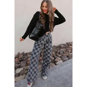 Hot to Go Checked Denim Jeans