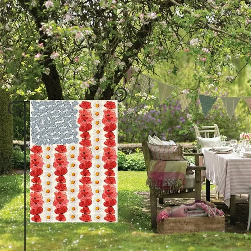 Memorial Day Garden Decorative Flag 12x18 Inches, Dual-Sided Outdoor American Flag Yard Decoration, Patriotic Memorial Day Decor, Outdoor Flags, Outdoor Setting