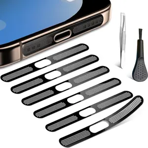 Speaker Dust Cover for  16 Pro Max /16 Pro/ 15 Pro/ 15 Pro Max,  Speaker Protector Anti Dust Proof Adhesive Cover - 6 count/Black