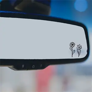 rearview mirror decal, tiny flower sticker, small botanical decal floral, laptop car boat suv truck, Sticker For Cars