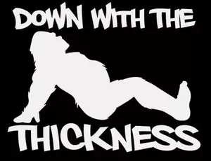 down wit the thickness bigfoot sasquatch funny humor home decor car truck decal sticker 5"