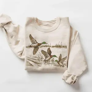 [ Sweatshirt Sale Up To 50%][Made USA] Retro Duck Nature Sweatshirt , 90s Vintage Wildlife Mallard Pullover, Boho Unisex Cabincore Crewneck Cozy Season Rustic Cabin Shirt