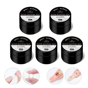 Solid Nail Tips Gel Set, 5 Counts/set Nail Art Polish Gel Set, Clear Nail Gel Set Nail Glue for DIY Manicure, Nail Extension Gel