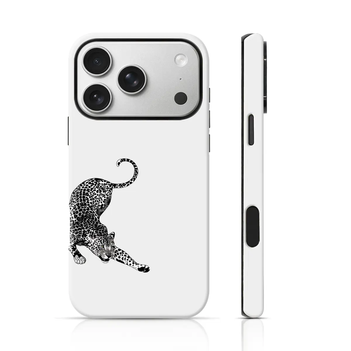 Monochrome Leopard Pattern Design Phone Case 360 Protection for iPhone 17 Pro Max/16 Pro Max /15Pro Max 15/14/13/12 & Samsung S26 /S25Ultra Trendy ins Style, Smartphone, Handheld