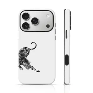 Monochrome Leopard Pattern Design Phone Case 360 Protection for iPhone 17 Pro Max/16 Pro Max /15Pro Max 15/14/13/12 & Samsung S26 /S25Ultra Trendy ins Style