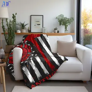 Firefighter Us Flag Blanket, Us Flag Blanket Firefighter Academy Gift for Him Personalized Gift for Fireman Firefighter Thin Red Line Throw Blanket