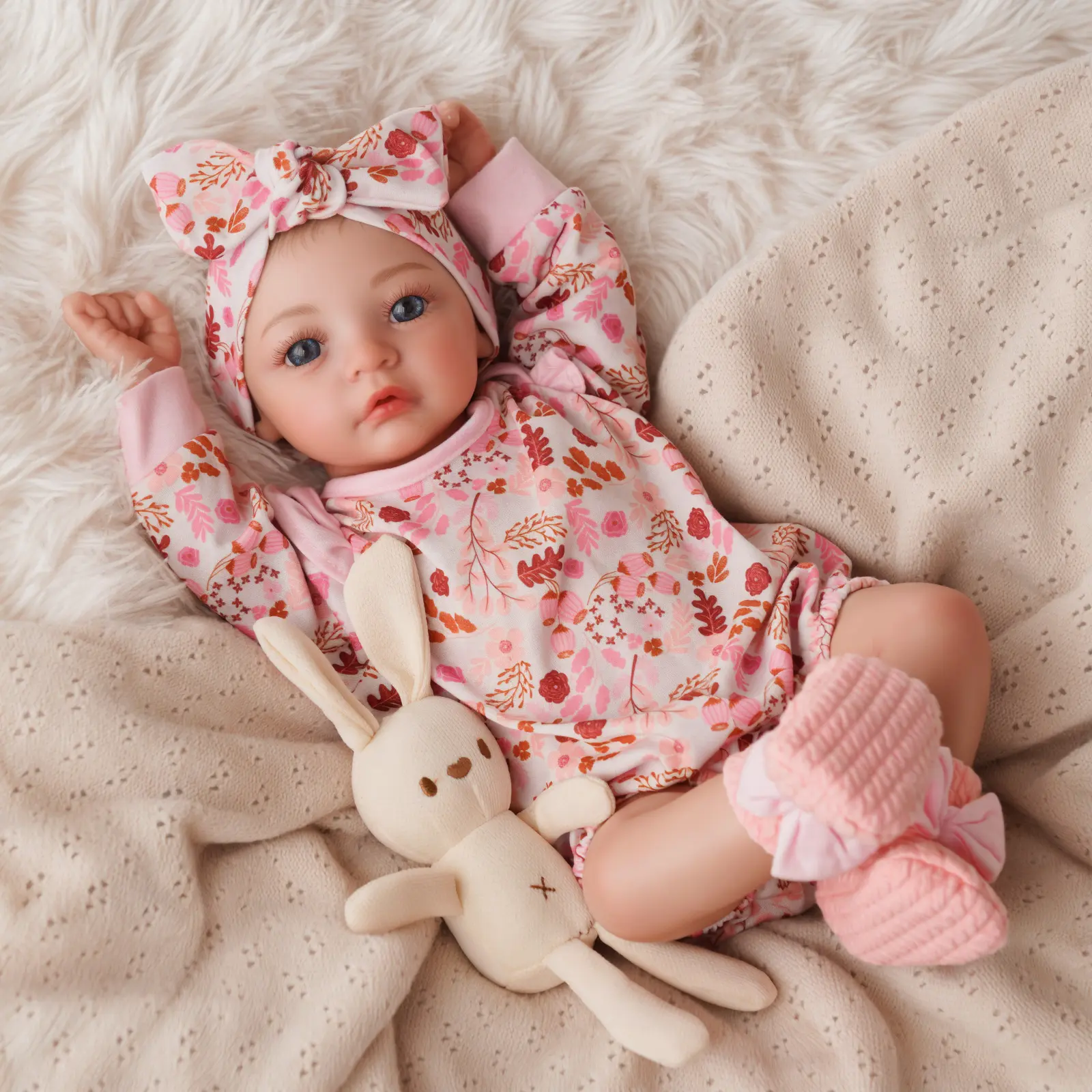 #Summervibes#DealsForYouDays BABESIDE 17" 8-Piece Reborn Doll Set with Cloth Body & Vinyl limbs Dark Skin Includes Gift Box Feeding Accessories for Christmas New Year Birthday Gifts