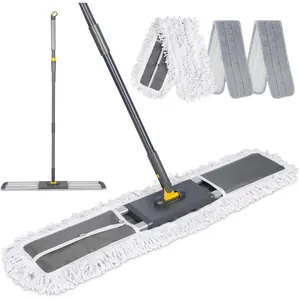 36" Commercial Dust Mops For Floor Cleaning, Professional Industrial Mop With 3 Pads, Heavy Duty Commercial Mop With 62'' Long Handle,Large Floor Mops For Office,Garage,Warehouse,Factory,Mall