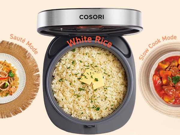 COSORI 18-in-1 Multi Rice Cooker  5-Quart: Rice Cooker, Slow Cooker, White Rice, Steamer, 24H Warmer, Fuzzy Logic, Nonstick Pot, 50 Recipes