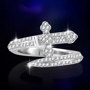 Cross Hip-Hop Ring, S925 Sterling Silver Jewelry Cross Rings with 5A Cubic Zirconia – Modern & Unique Design Gifts