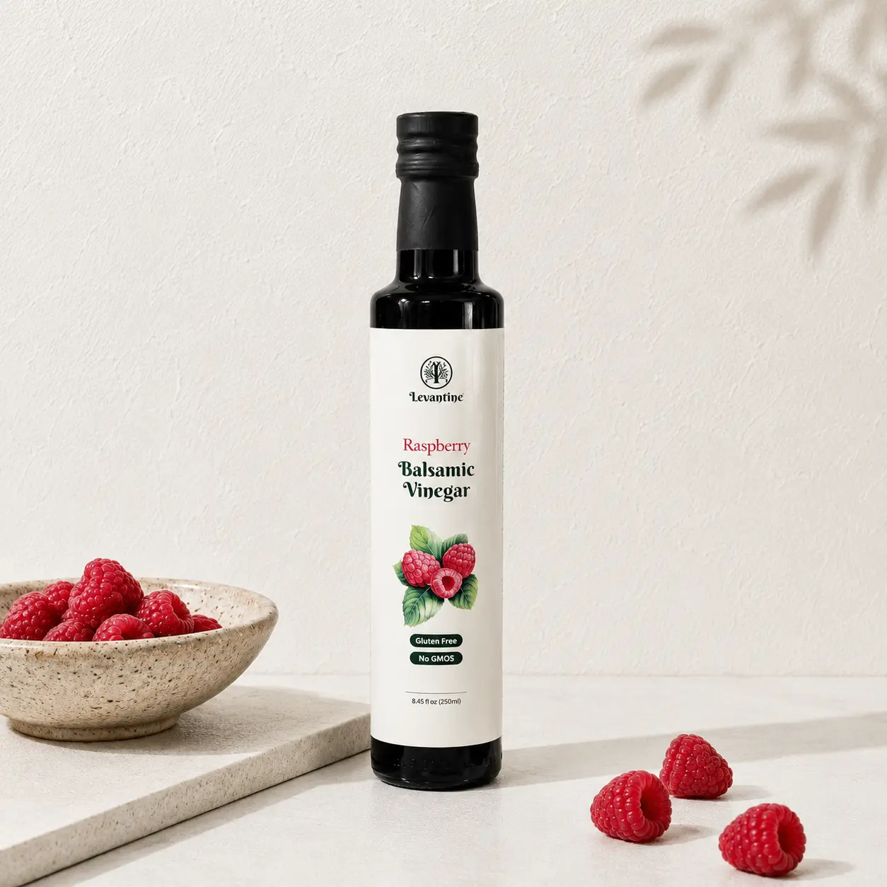 Levantine Balsamic Vinegar - Raspberry Balsamic Vinegar 8.45 Fl Oz | Flavored Balsamic Vinegar for Salad Dressing, Marinade, Cooking Essentials, Mediterranean Recipes, Gourmet Food, Fruit Vinegar