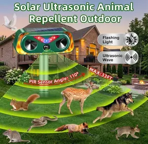 2026 Solar Ultrasonic Animal Repeller Outdoor with Flashing Lights & Upgraded Waterproof Motion Sensor Animal Deterrent Devices for Deer,Cat,Squirrel,Raccoon,Rabbit,Fox,Skunk Repellent for Yard Garden