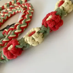 Hand-Braided Cotton Dog Leash and neck chain – Strong, Stylish & Comfortable Grip🐾