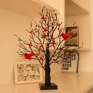 Magic Finch on Berry Branch Lamp - Unique Christmas Wedding Gift, Comfortable Retro Desktop Decoration, Birthday Party Atmosphere Led Mood Light Led Lantern Illumination