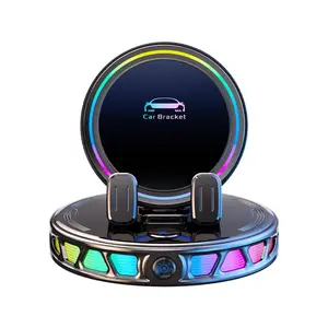 [One-Touch Release] Electric Vacuum Suction Magnetic Car Mount with Wireless Charging - 360° Rotating RGB Light, Ultra-Stable Anti-Shake Holder for Dashboard, Fits iPhone & Android